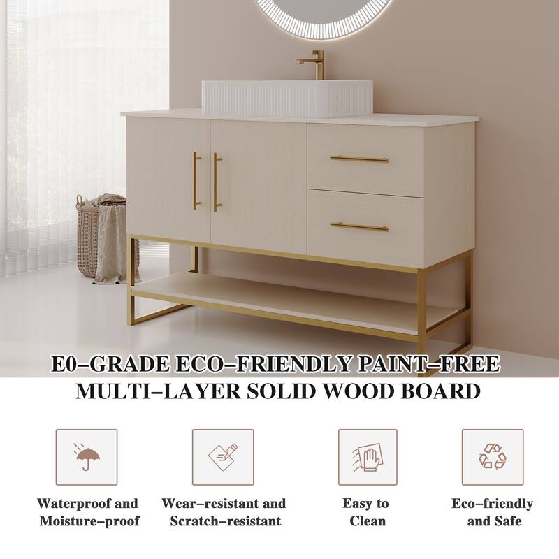 47.2" Modern Bathroom Vanity with Ceramic Vessel Sink