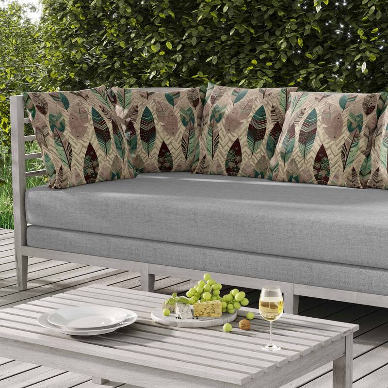 Leafy Mirage Indoor/Outdoor Reversible Throw Pillow Beige and Green