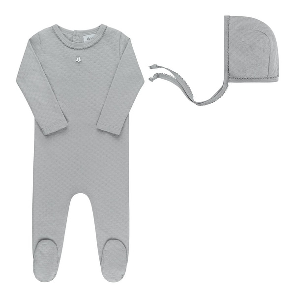 slide 2 of 13, Ely's & Co. Heart and Star Button Pointelle Collection - Footie + Bonnet Blue Star - 1 Month