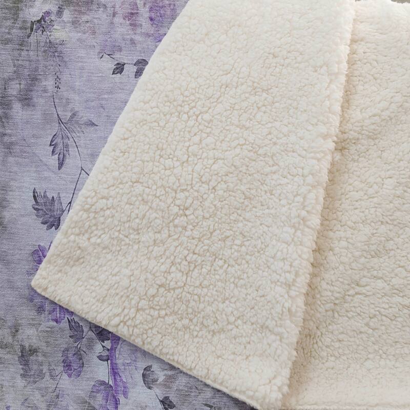 Premium Machine Washable Modern Floral Sherpa Throw Blanket