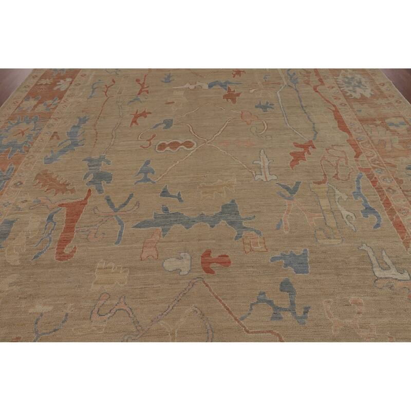 Orange Oushak Turkish Area Rug Handmade Vegetable Dyewool Carpet - 9'4"x 12'0"