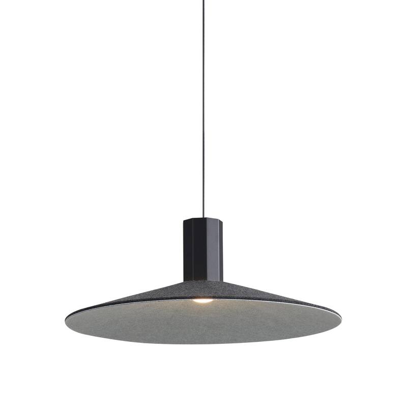 Golden Lighting Faroe 20in Integrated LED Pendant in Flecked Black/Grey Felt - Black
