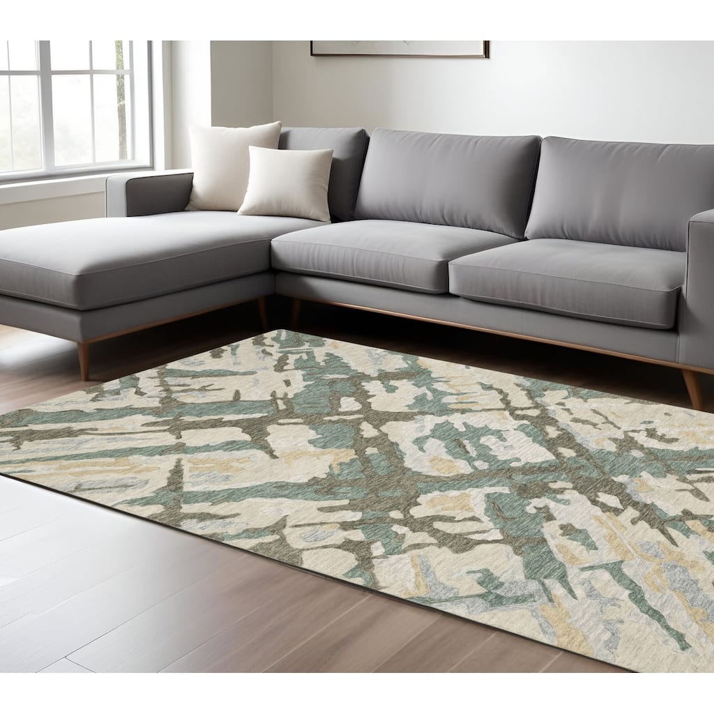 HomeRoots Abstract Modern Rectangle Area Rug