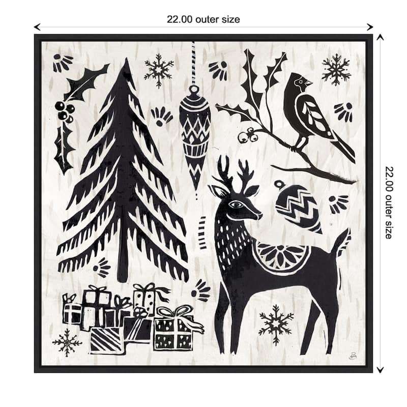 Woodcut Christmas V by Daphne Brissonnet Framed Canvas Wall Art