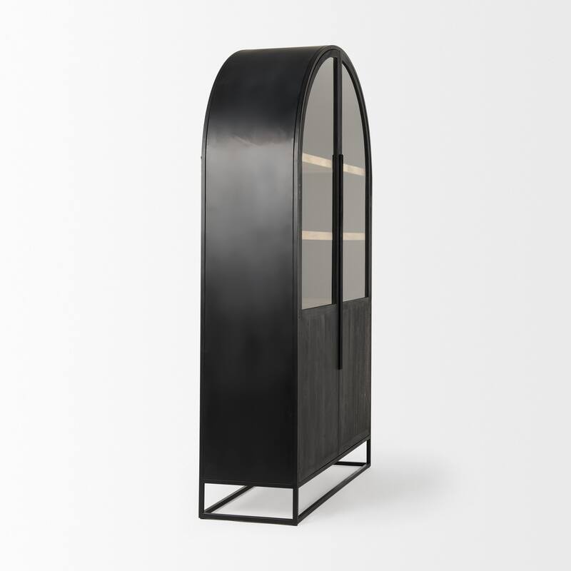 Sloan Black/ Dark Brown Arched Display Dining Cabinet