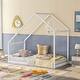 preview thumbnail 2 of 8, White Twin Size Solid Wood House Bed with Roof