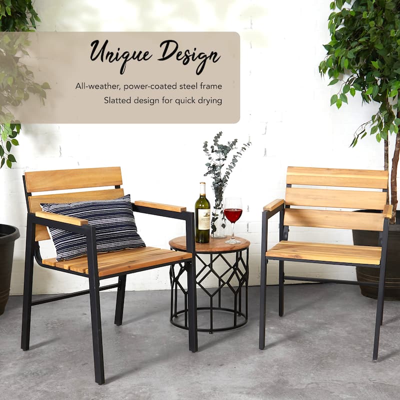 SEI Furniture Shenley Slatted Wood Outdoor Chairs (Set of 2)