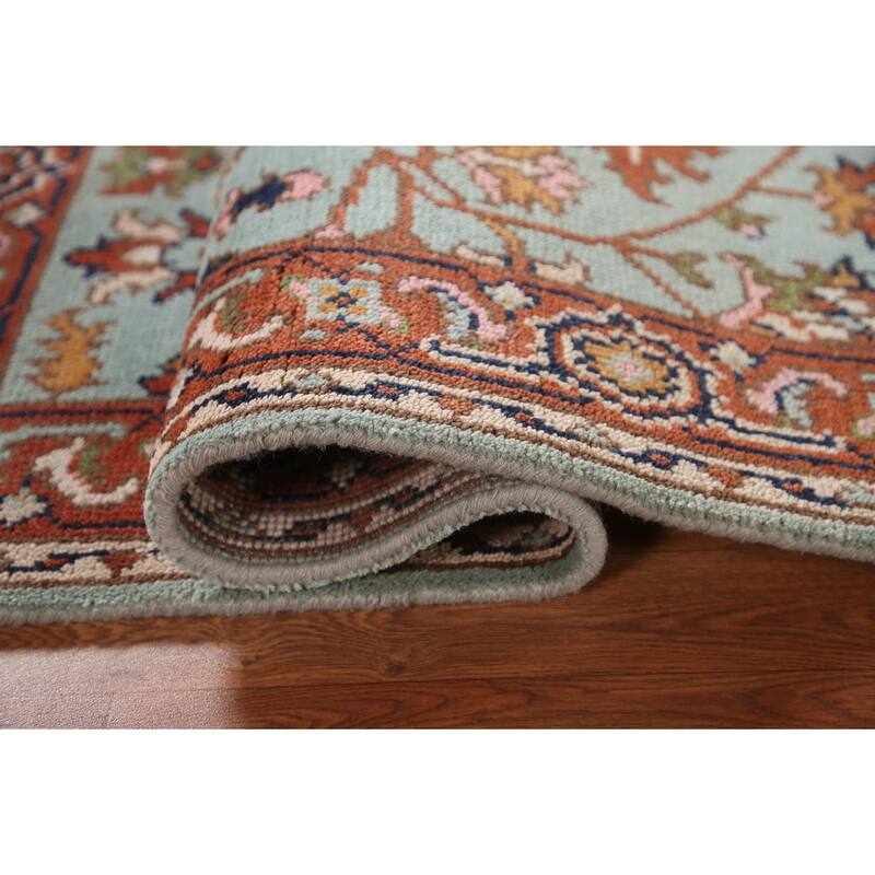 Light Blue Floral Oushak Oriental Accent Rug Handmade Wool Carpet - 3'0"x 4'11"