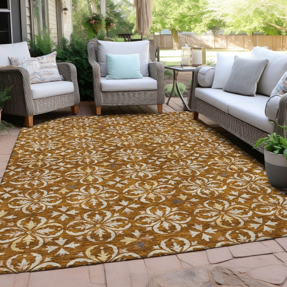 Machine Washable Indoor/ Outdoor Chantille Traditional Medallion Rug