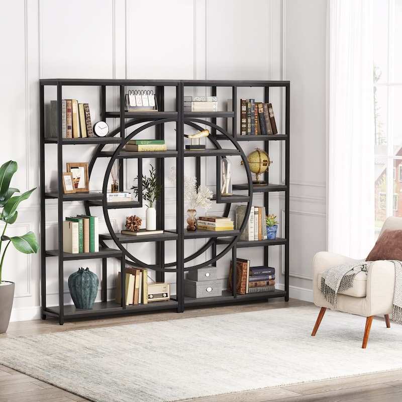 5-Tier Industrial Bookshelf, Open Etagere Storage for Living Room