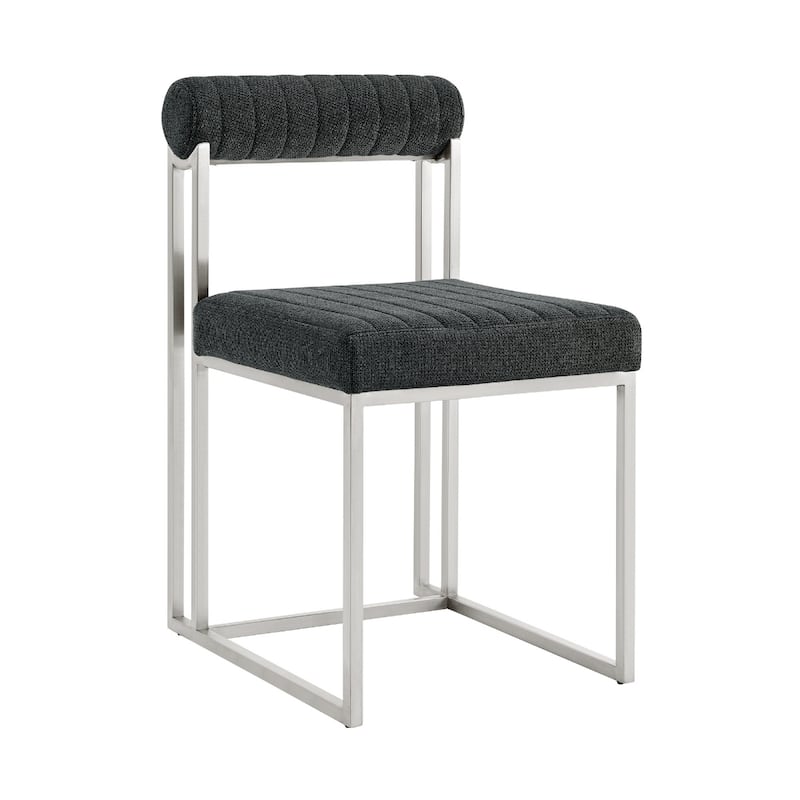 Polyester Upholstered Dining Side Chairs with Silver Metal Legs Set of 2 - 22” x 17.5” x 31” (D x W x H)