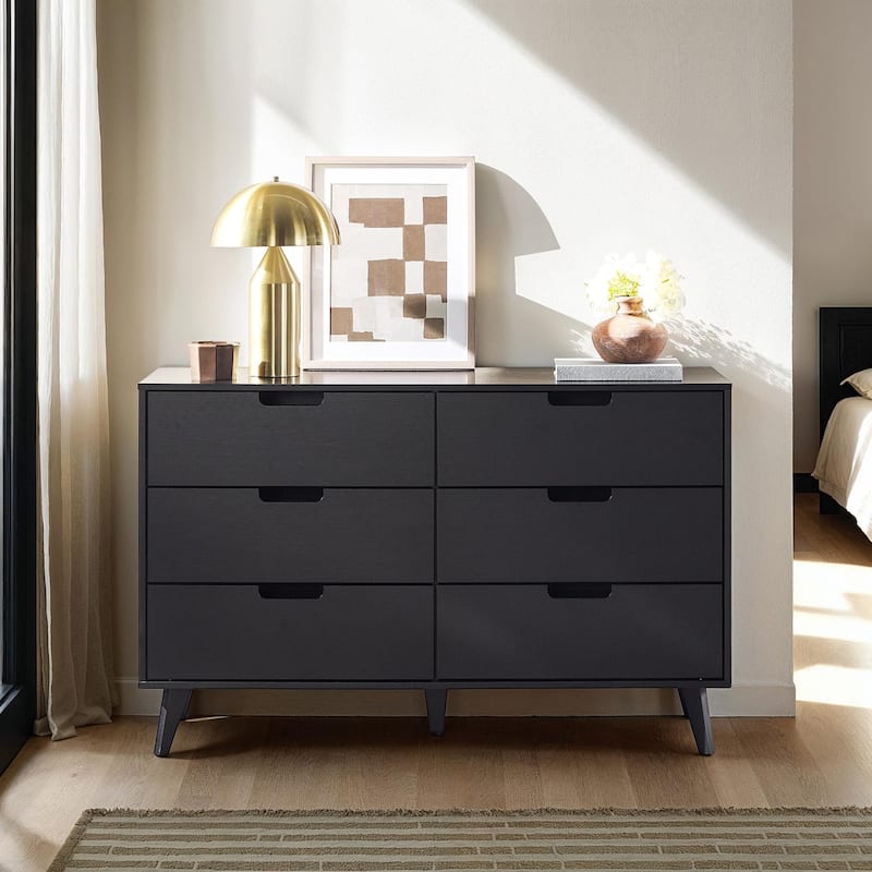 Middlebrook Designs Hans 6 Drawer Dresser with Cut Out Handles - Black