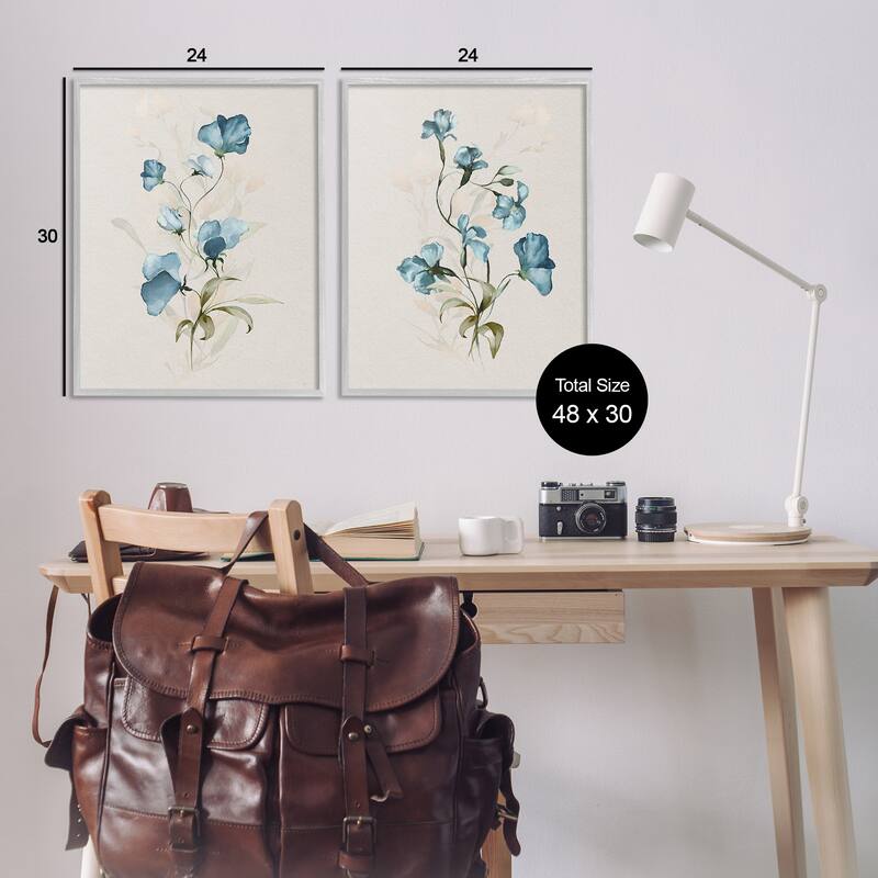 Stupell Blue Botanical Herbs Framed Giclee Art Design By Susan Jill (Set of 2)