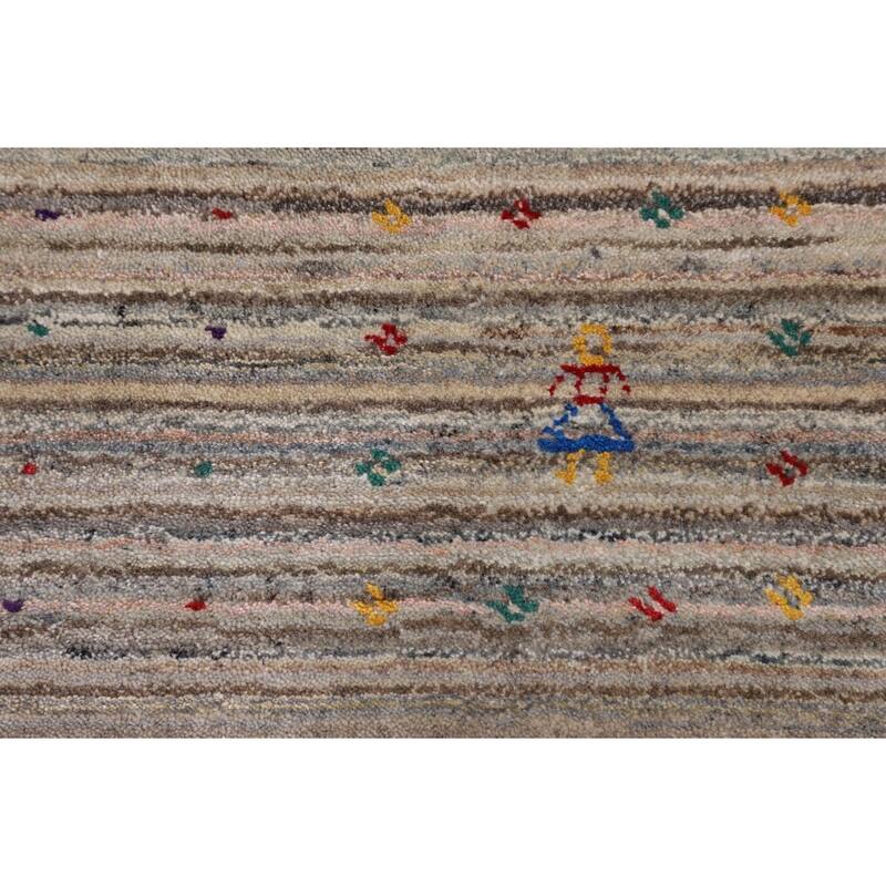 Earth Tone Gabbeh Square Area Rug Hand-Knotted Wool Carpet - 8'2" X 7'11"