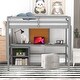 preview thumbnail 2 of 7, Gray Pine Wood Loft Bed with Desk and Cabinet, Writing Board, Full-Length Guardrail