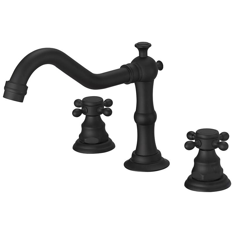 8 in. Widespread Bathroom Faucet Double Handle 3-Hole Deck Mount with Drain Assembly - Matte Black
