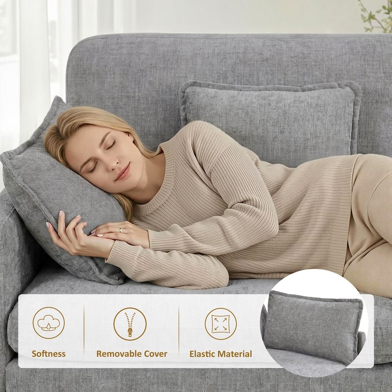 MCombo 111.8'' Modular Sectional Sofa Couch with Reversible Ottoman for Living Room, L Shaped Sofa, FSC Certified