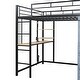 preview thumbnail 20 of 77, Twin/Full Size Loft Bed with Bulit-in Desk and LED Light, Metal Loft Bedframe with Wardrobe, Storage Shelves and Power Outlet