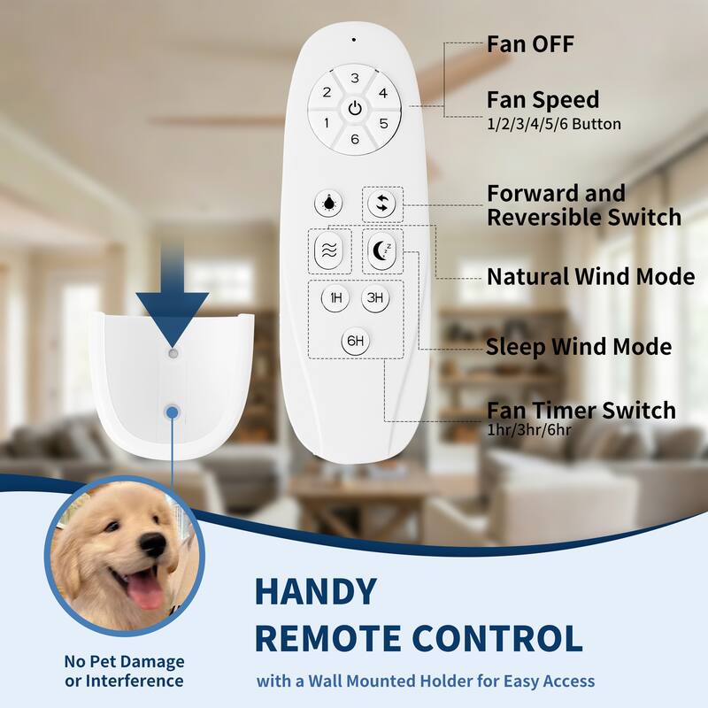 52"Mordern Rustic Elegance Solid Wood Blades Low Profile Flush Mount Ceiling Fan without Light