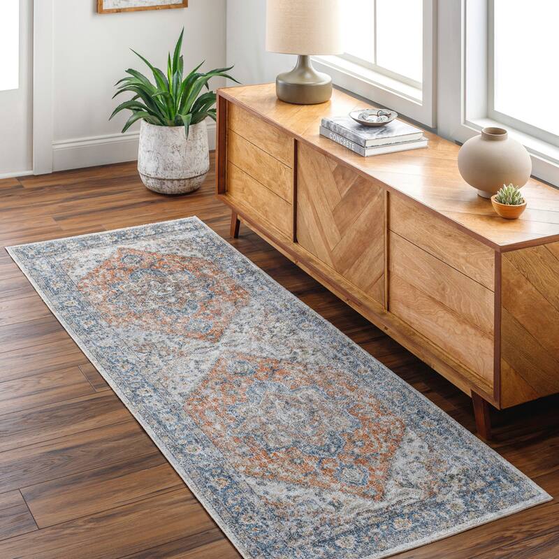 Livabliss Lillian Machine Washable Distressed Classic Area Rug - Burnt Orange - 5' 3" x 7'