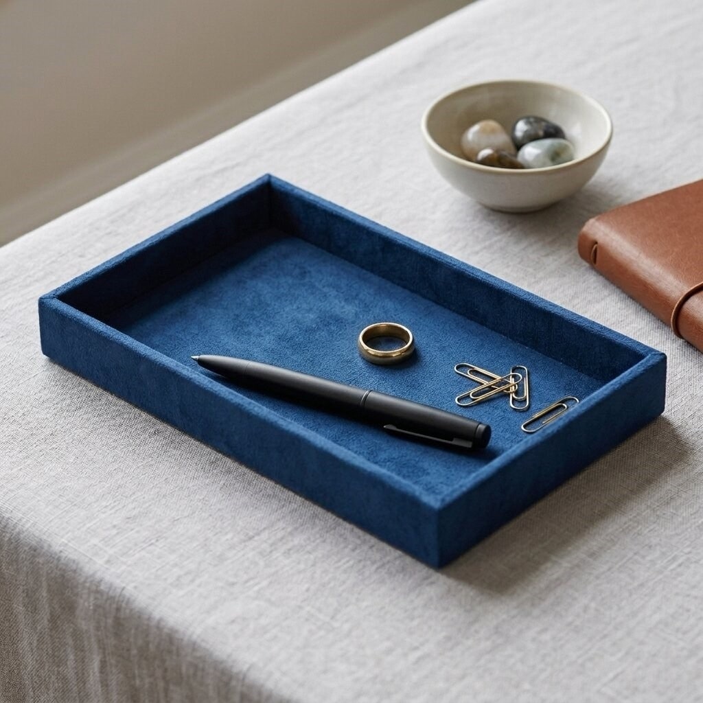 Cantora 9" Velvet-Lined Rectangular Catchall Tray - N/A