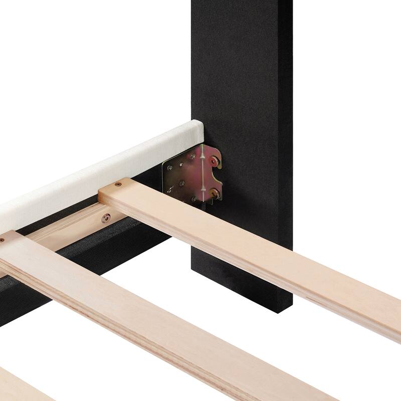 Upholstered Bed Frame Modern Platform Bed Frame with Nailhead Trim Adjustable Headboard/Wood Slat Support/No Box Spring Needed