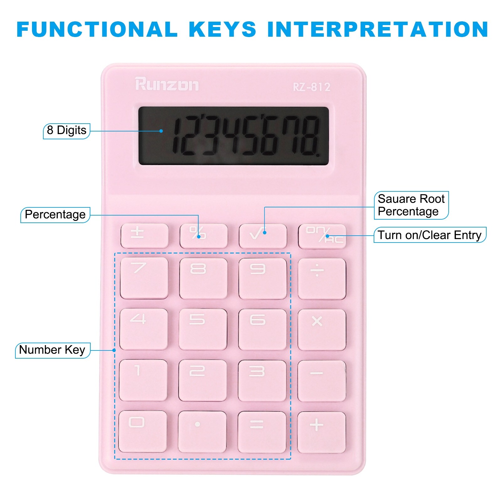 1pc Cute Pink Multi-function Electronic Scale With Battery
