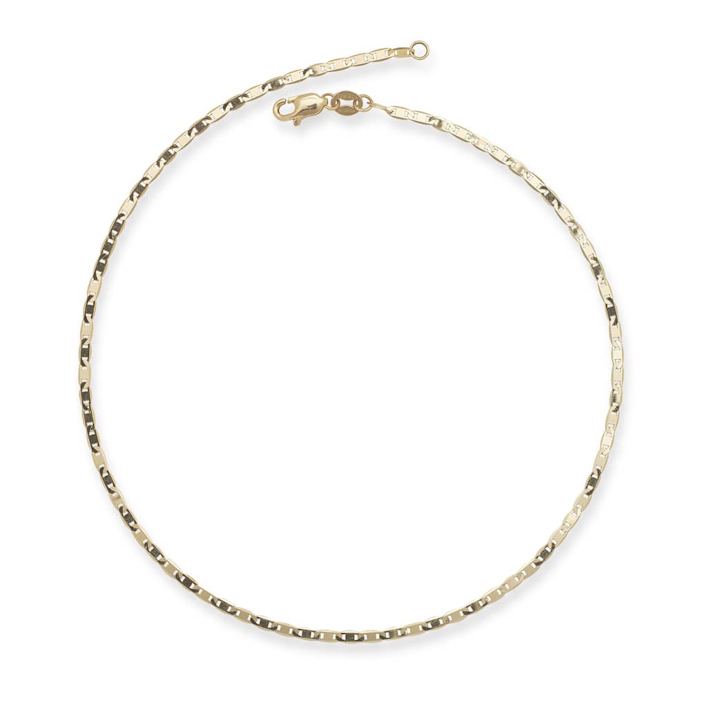 Curata 10k Yellow Gold 2.2 mm Mariner Chain Anklet or Bracelet