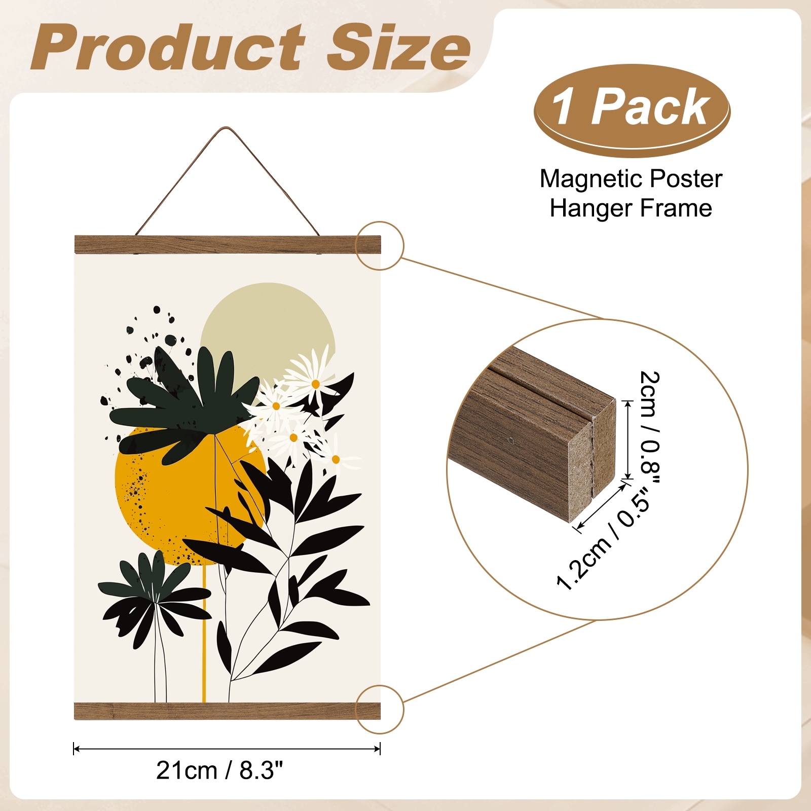 Magnetic Poster Hanger Frame, Wood Artwork Print Poster Hanger Frame Wooden Magnet Canvas for Prints