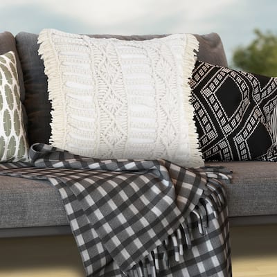 Sevita Hand Made Macrame Indoor Outdoor Throw Pillow