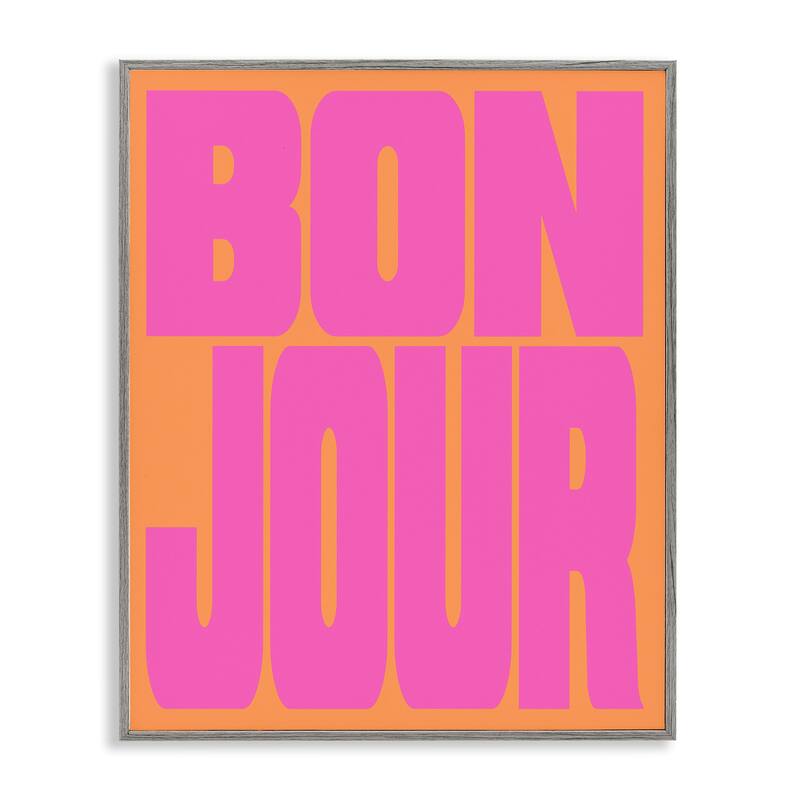 Stupell Bonjour Pink & Orange Framed Giclee Art Design By House of Lulu - 16 x 20 - Grey