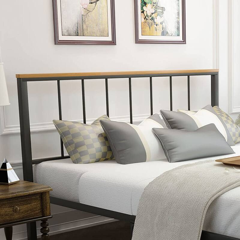 Mieres Industrial Metal Platform Bed Frame with Headboard & Footboard