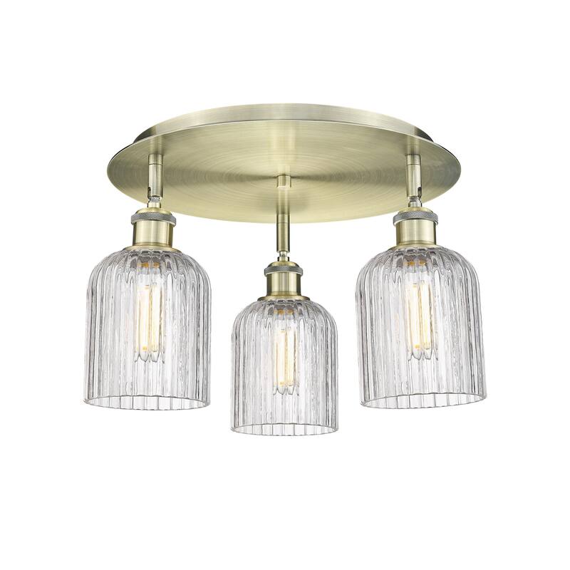 Innovations Lighting 516-3C-10-17 Bridal Veil Flush Bridal Veil 3 - Antique Brass / Clear