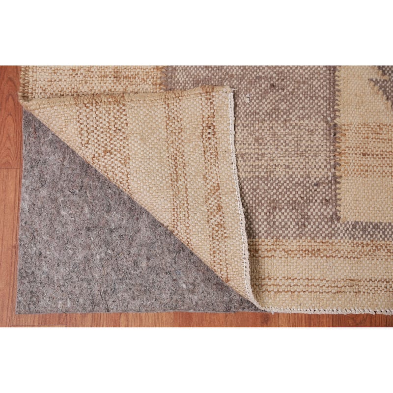Hand Woven Oriental 100% Jute Carpet Southwestern Modern Beige & Ivories Kilim Area Rug - 9' 7'' X 8' 9''