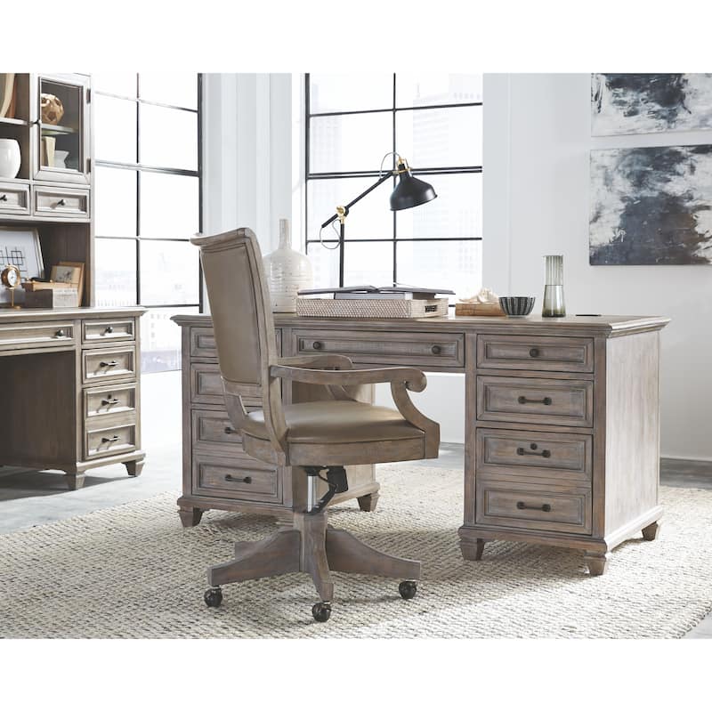 Magnussen Home Lancaster Dovetail Grey Fully Upholstered Swivel Chair - 22.5''W x 25.75''D x 38''H