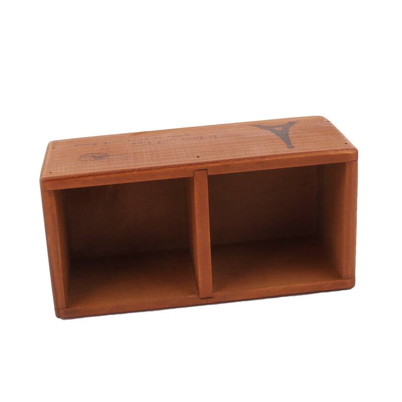 Wood 2 Compartments Remote Control Sundries Storage Organizer Holder Brown