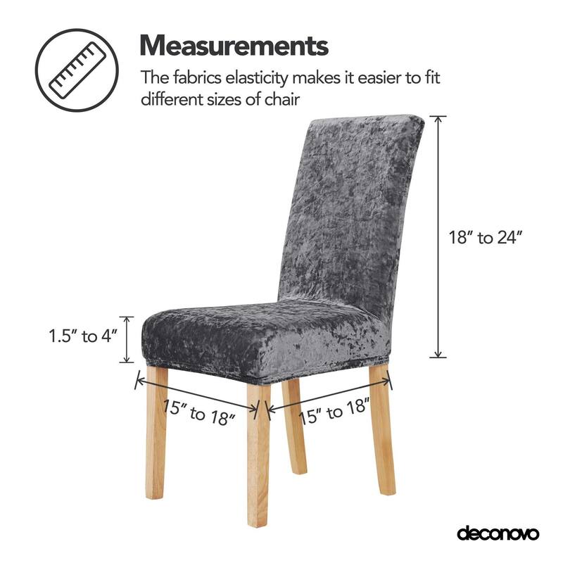 Deconovo Velvet Stretch Polyester Chair Slipcovers, Set of 6