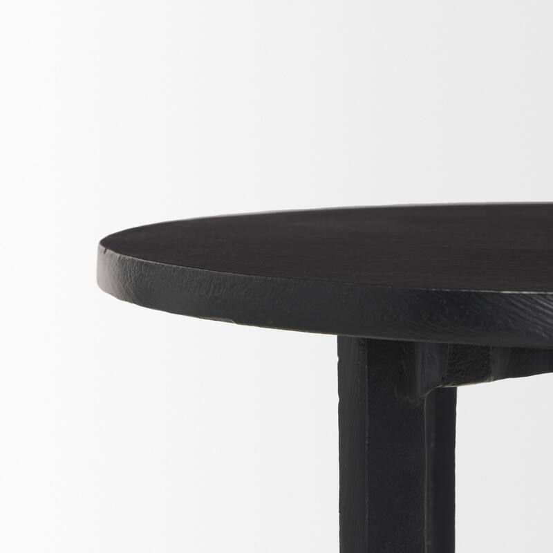 Sobi Textured Matte Black Round Metal Accent Table - 18.0L x 18.0W x 21.5H