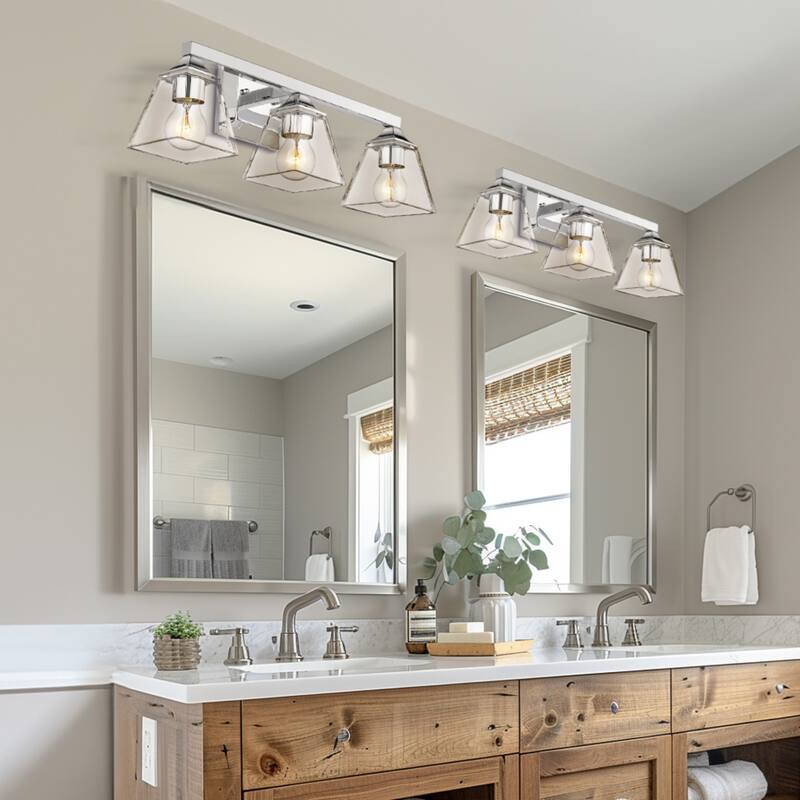 3/4/5-Light Farmhouse Bathroom Vanity Lights, Mirror Lights - 3-Light - Chrome