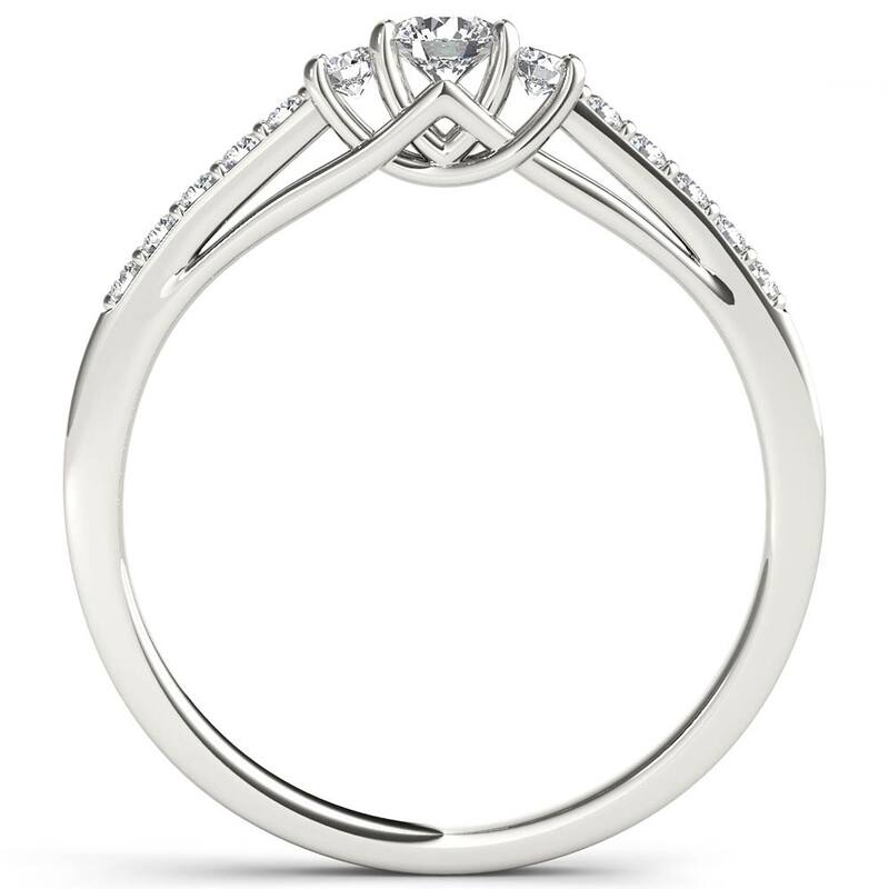 IGI Certified 1/3ct TDW Diamond Three Stone Engagement Ring in 10k White Gold for Women