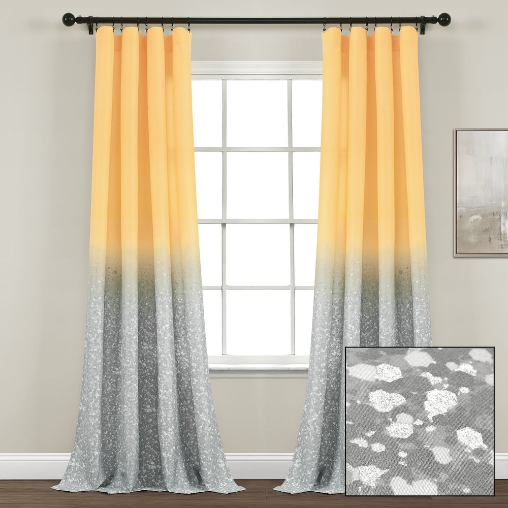 Lush Decor Glitter Ombre Metallic Print Window Curtain Panel Pair - 84" x 52"