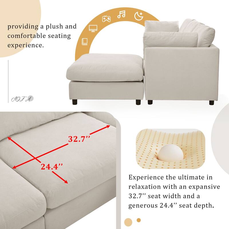 4-Seat Convertible Sectional Sofa with Adjustable Footrest, L Shaped Couch Set with Reversible Chaise for Livingroom