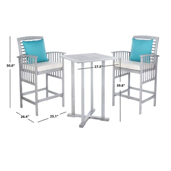 SAFAVIEH Outdoor Living Pate 3-piece Bar Bistro Set - 25"W x 26"D x 50"H