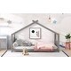 preview thumbnail 9 of 27, Twin House Bed with Roof & Playhouse Design - Pinewood