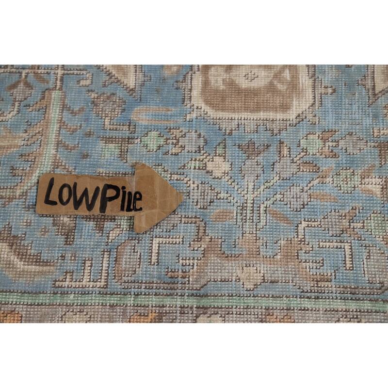 Geometric Blue Tabriz Persian Area Rug Oriental Handmade Wool Carpet - 6'5"x 9'5"