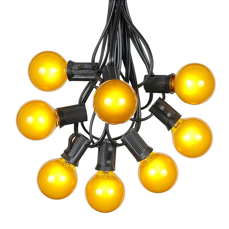 25 Foot G40 Outdoor Globe Patio String Lights - Set of 25 G40 Globe Bulbs - Yellow