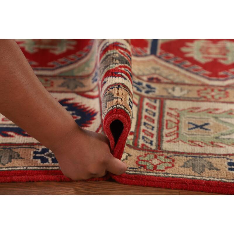 Geometric Red Kazak Area Rug Handmade Wool Carpet - 8'5"x 11'3"