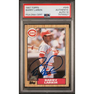 Barry Larkin 1987 Topps Signed Rookie Card #648 Auto Graded PSA 10 79755827 - 8'6" x 11'6"