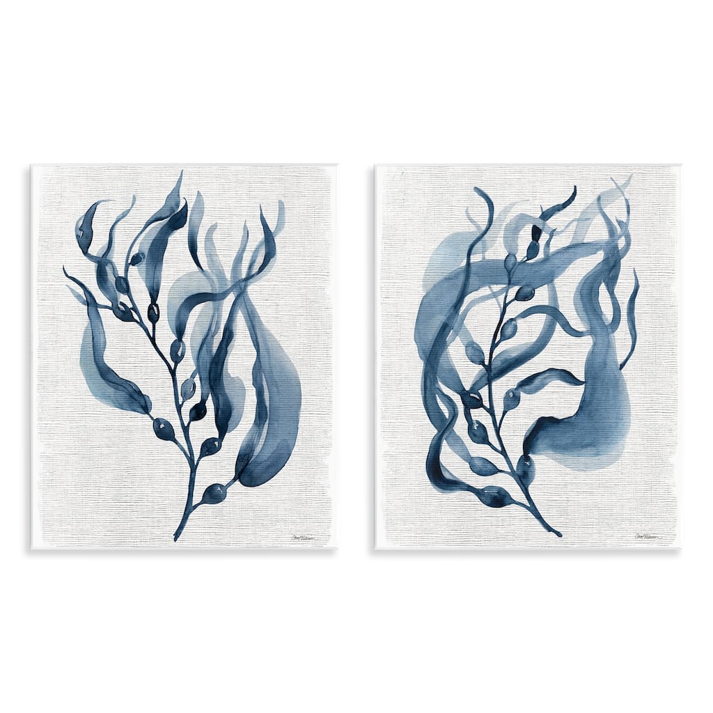 Stupell Fluid Blue Herbs Wall Plaque Art Design By Carol Robinson (Set of 2)