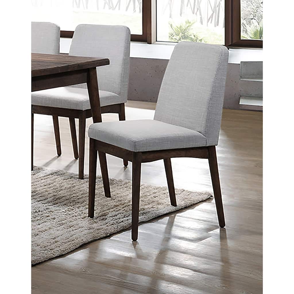 Mid-Century Modern Style Dining Chair Set Walnut Finish Upholstered Chairs